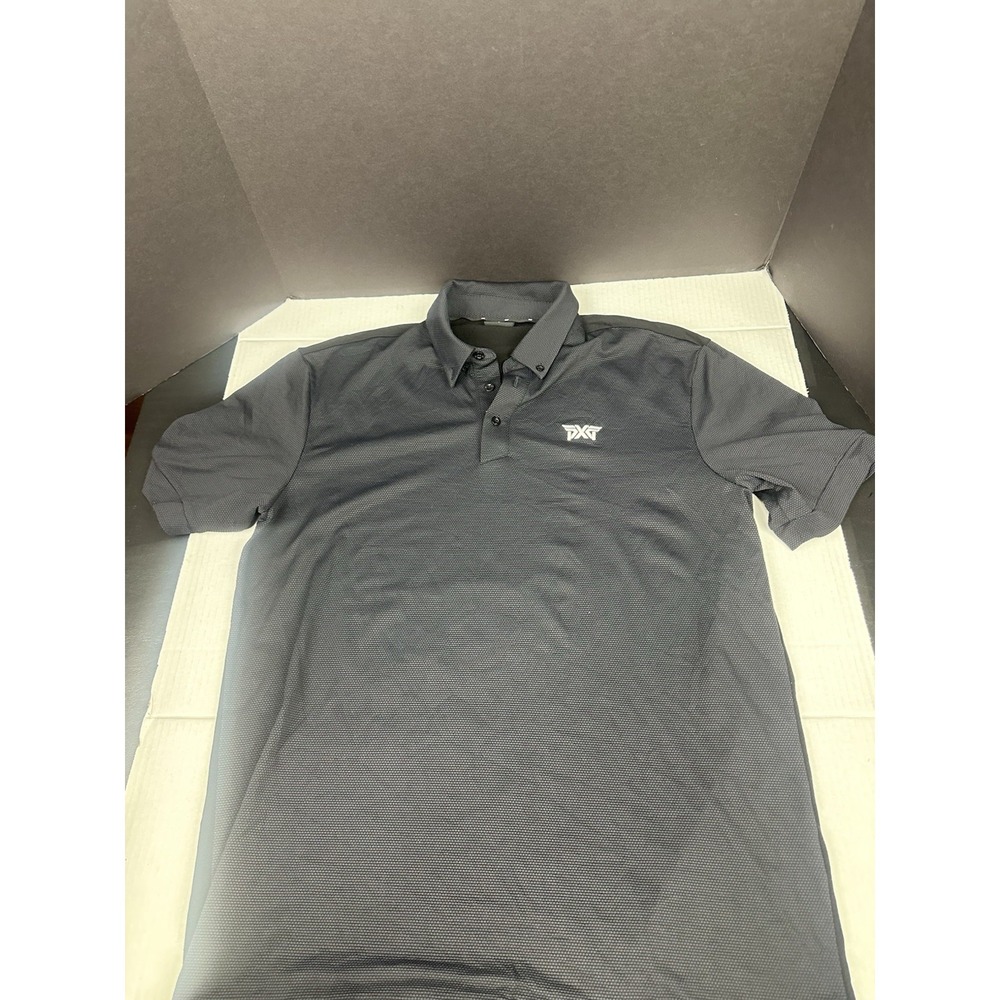 PXG Polo Shirt Mens Medium Black Parsons Xtreme Golf Performance Stretch Logo